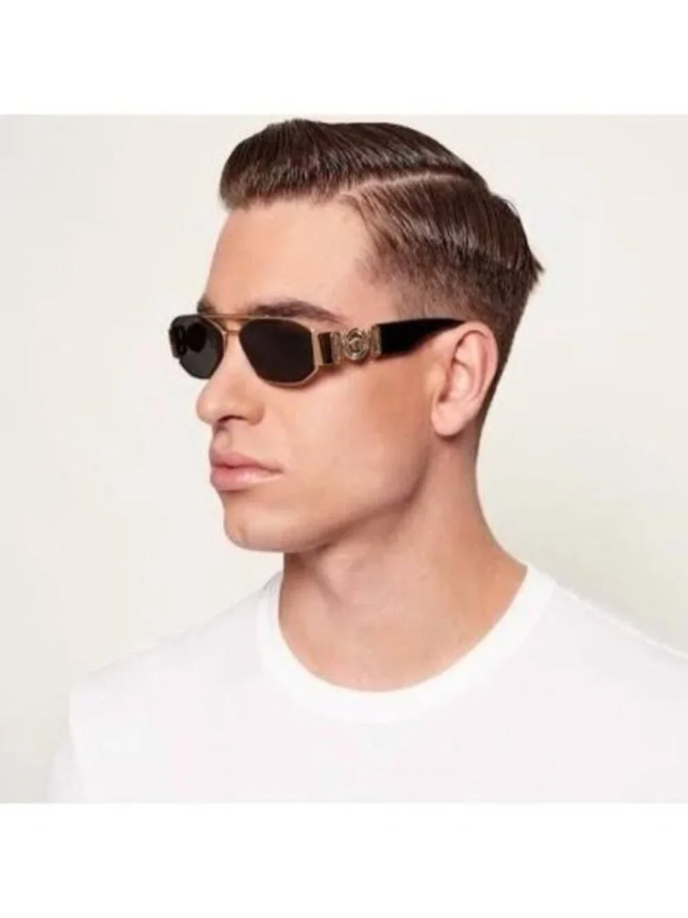 Versace VE2287 100171 Sunglasses Gunmetal Rectangle Frame, Grey Lenses